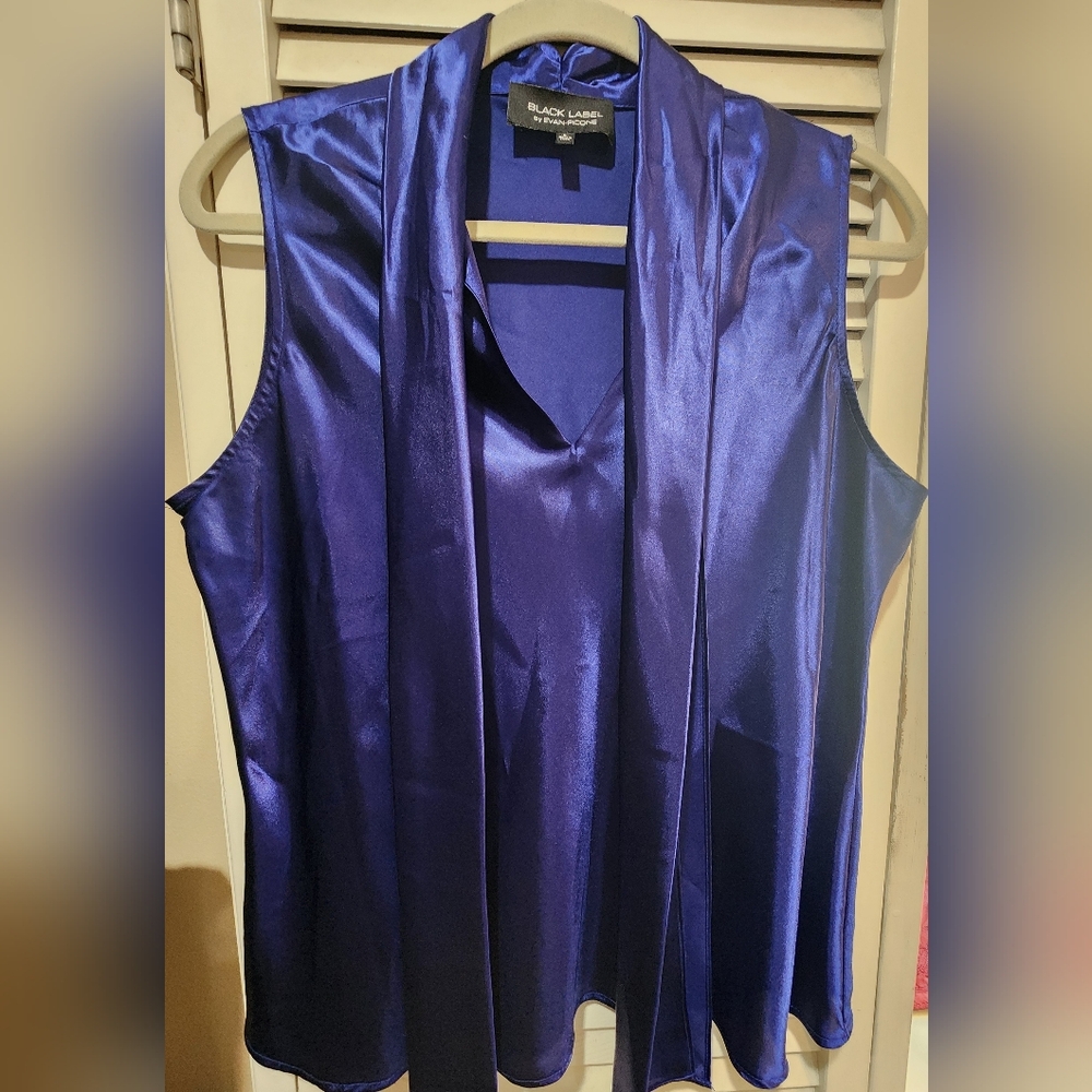 Black Label Shimmering Deep Blue Women's Blouse Large